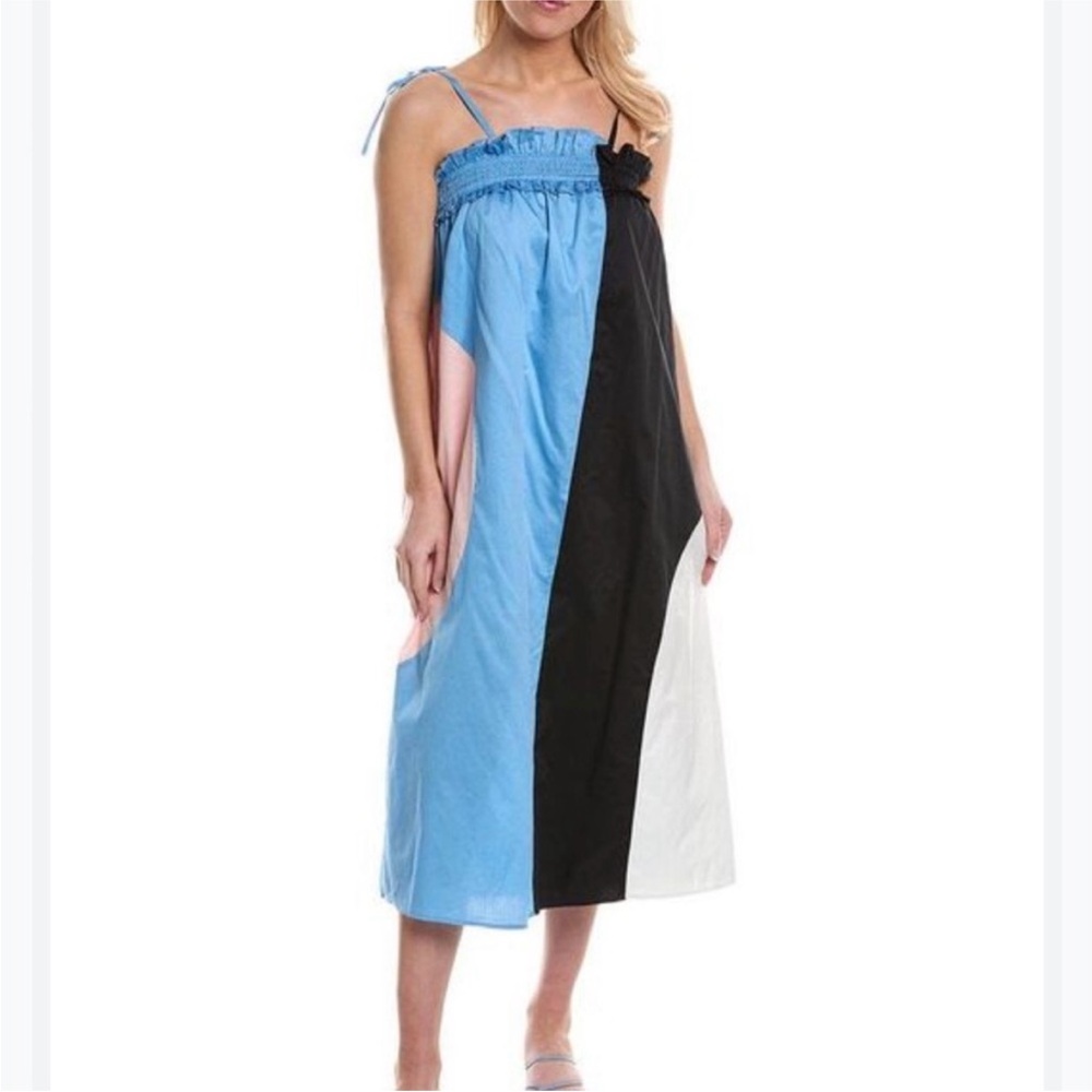 CROSBY by Mollie Burch Blue and Black Midi Dress